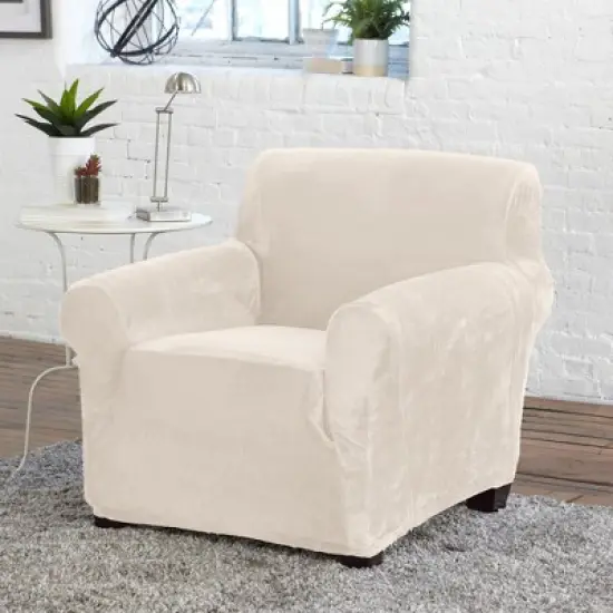 Great Bay Home Stretch Velvet-Plush Washable Chair Slipcover image {7}