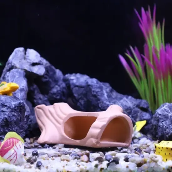 Unique Bargains Ceramic Aquarium Hideaway Rock Cave Fish Tank Decoration Light Brown 5.43"x2.83"x1.93" image {2}