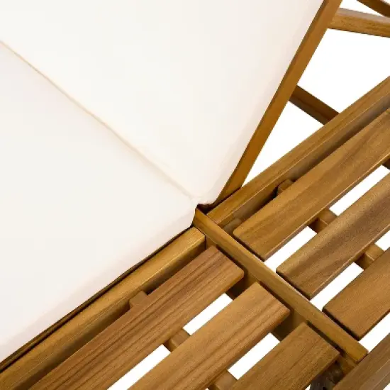 Christopher Knight Home Dara Outdoor Acacia Wood Adjustable Chaise Lounge with Cushion and Flat Storage Surface (Set of 2) image {8}