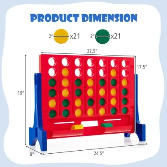 Costway Wall Mounted or Tabletop Giant 4 in a Row Jumbo 4-to-Score Connect Game Set Blue\Red\Green\Orange image {2}