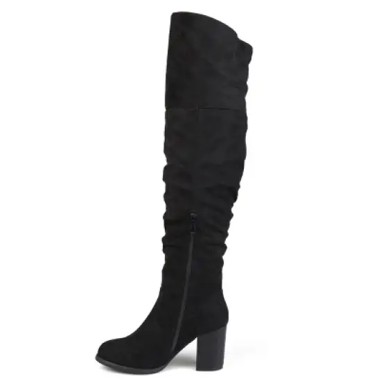 Journee Collection Womens Kaison Wide Calf Stacked Heel Over The Knee Boots image {1}