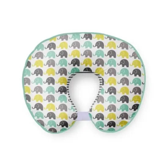 Bacati - 3 pc Elephants Mint Yellow Gray Hugster Feeding & Infant Support Nursing Pillow with 2 removable zippered covers image {1}
