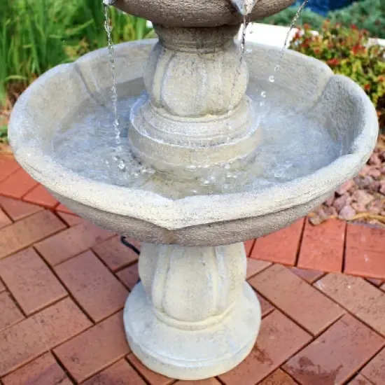 Sunnydaze 35"H Electric Fiberglass 3-Tier Birds' Delight Outdoor Bird Bath Water Fountain image {8}