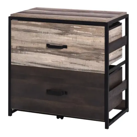 Vinsetto Office File Cabinet w/ 2 Large Drawers and Adjustable Metal Hanging Bars for A4 Letter and Legal Sized Files, Storage Organizer, Brown/Black image {3}