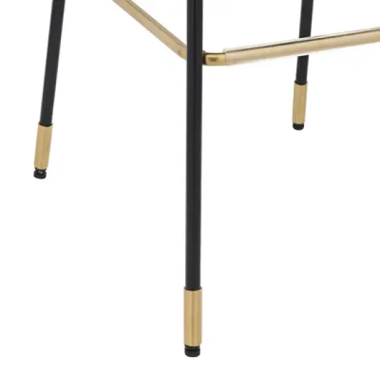 Studio 55D Marc Swivel Bar Stools Set of 2 Black Gold 29 1/4" High Mid Century Modern Blue Cushion Backrest Footrest Kitchen Counter Height Island image {5}