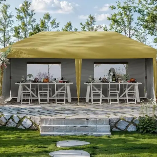 GustoWave 10'x20' Portable Pop-Up Canopy Tent with 4 Sidewalls for Outdoor Events, Camping image {9}