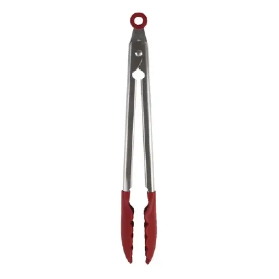 KitchenAid Stainless Steel with Silicone Tipped Tongs Red: Cooking Tongs, Locking Mechanism, Dishwasher-Safe image {3}