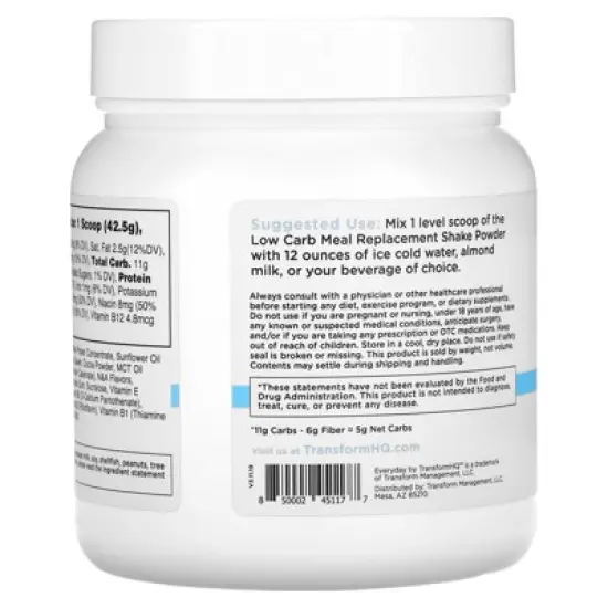 TransformHQ Everyday, Meal Replacement Shake, Chocolate, 10.5 oz (297.5 g) image {2}