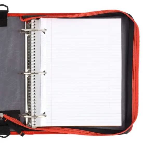 Five Star 3" Sewn Zipper Binder Black and Red image {6}