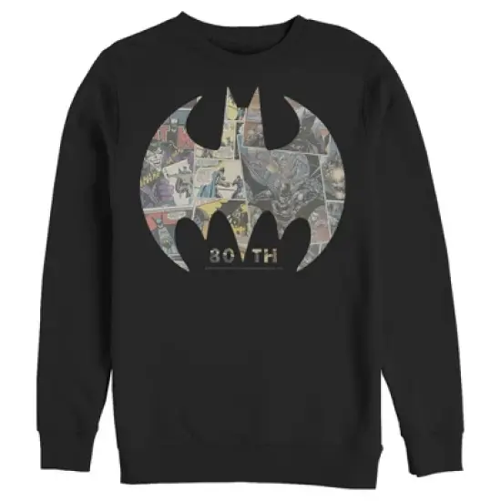 Men's Batman Shield Logo Comic 80th Anniversary Sweatshirt image {2}