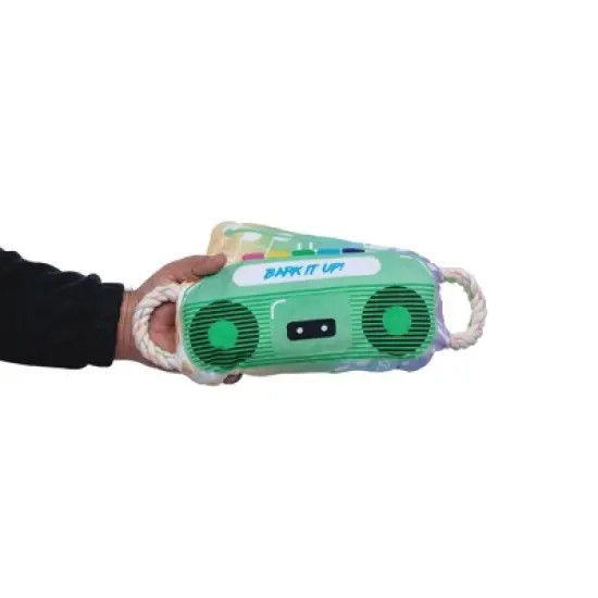 American Pet Supplies 12-Inch Boombox Crinkle and Squeaky Plush Dog Toy - Green image {2}