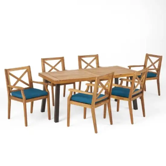 Juniper 7pc Acacia Wood Dining Set - Christopher Knight Home image {7}