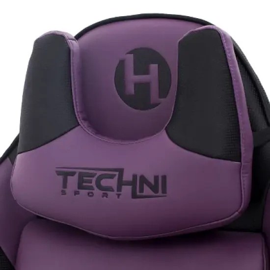 Ergonomic High Back Racer Style Video Gaming Chair Purple/Black - Techni Sport image {7}