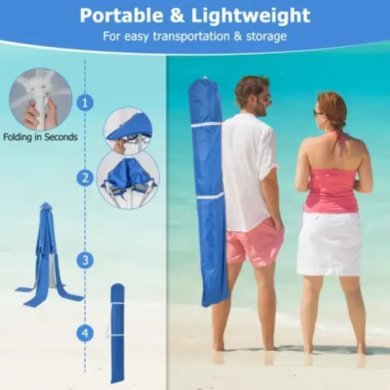 Tangkula Beach Canopy Tent Beach Cabana with Detachable Sidewall 5 Sandbags Carrying Bag UPF 50+ Protection Outdoor Beach Umbrella Shelter for Beach image {5}