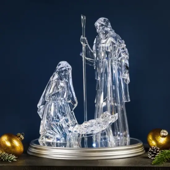 Northlight LED Lighted Acrylic Holy Family Nativity Scene on Mirror Christmas Decoration - 17" image {1}