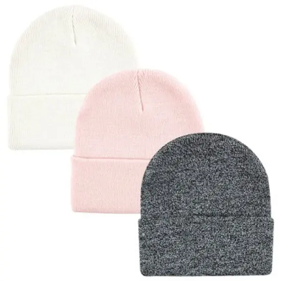 Hudson Baby Knit Cuffed Beanie 3pk, Pink White image {6}