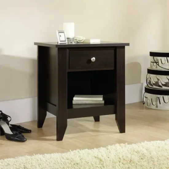 Shoal Creek Nightstand with Drawer & Storage Shelf - Jamocha Wood - Sauder image {2}