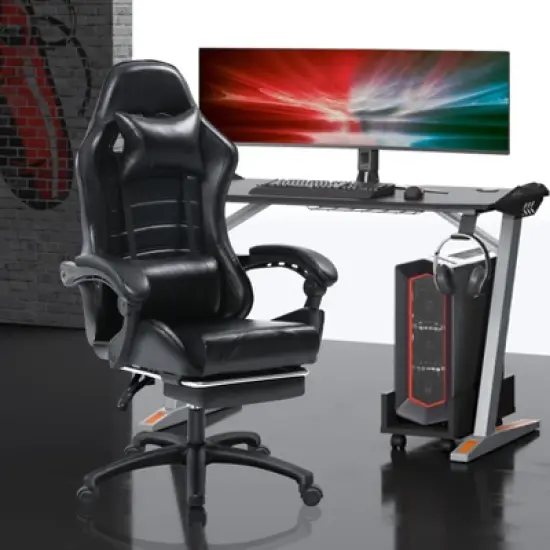 KTMBDW Gaming Chair, Computer Chair with Footrest and Lumbar Support,Height Adjustable Game Chair with 360&deg;-Swivel Seat and Headrest for Office,Gaming image {9}