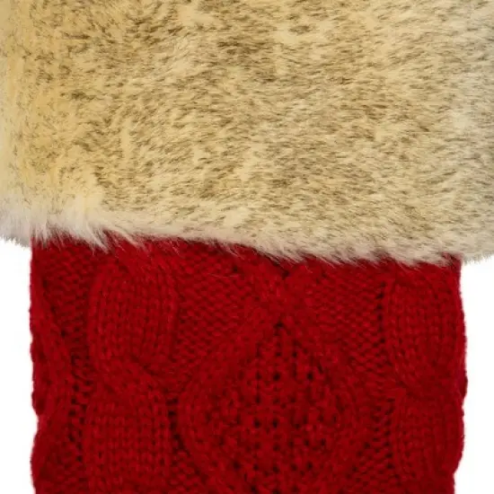 Northlight Cable Knit Christmas Stocking - 20.5" - Red and Beige image {4}