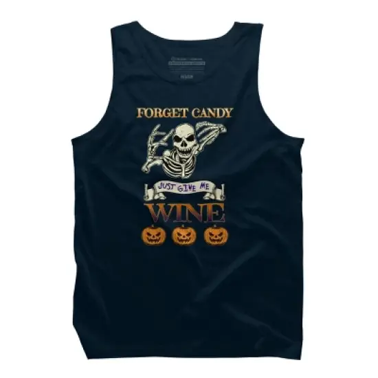 Men's Design By Humans Halloween Costume Forget Candy Just Give Me Wine Gift By TeeShirtMadness Tank Top image {5}