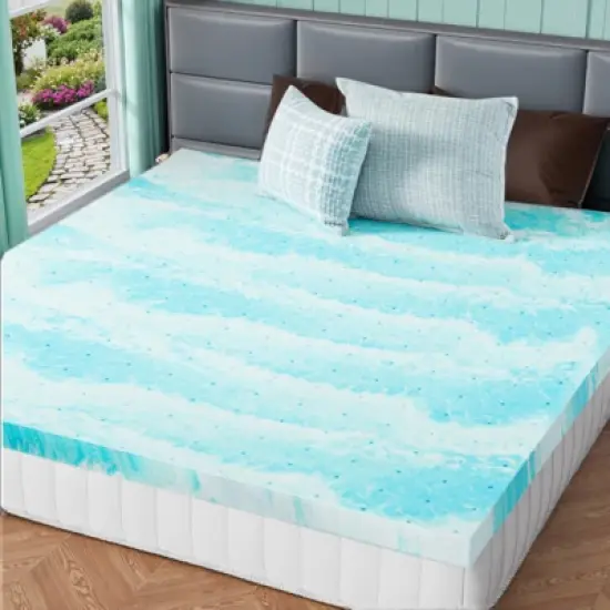 FURNIinspire Mattresses Memory Foam Cooling Gel Mattress Bed Topper For Back Pain image {3}