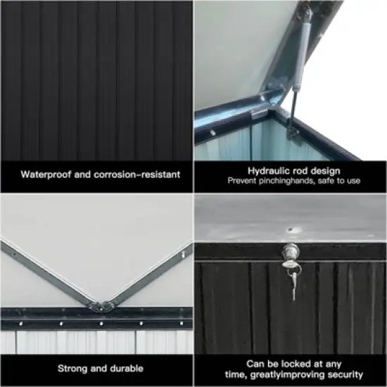 WELLFOR 215gal Outdoor Storage Container Metal Storage Box Black image {1}