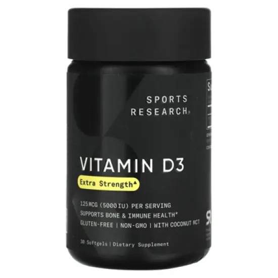 Sports Research Vitamin D3, 125 mcg (5,000 IU), 30 Softgels image {3}