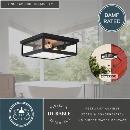 VAXCEL Kinzie Outdoor Square Flush Mount Ceiling Light with Clear Glass image {4}