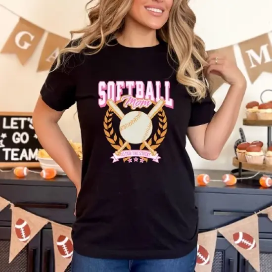 Simply Sage Market Softball Mom Crossed Bats Short Sleeve Tee image {2}