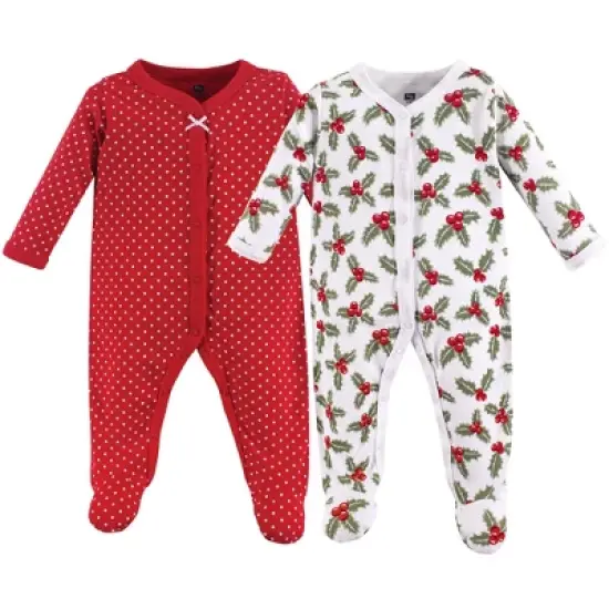 Hudson Baby Baby Cotton Snap Sleep and Play 2pk, Holly image {1}