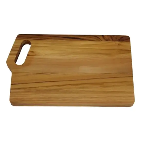 EcoDecors 10x6 Teak Edge Grain Cutting Board with Juice Groove & Handle image {4}
