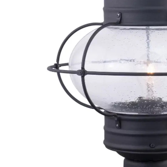 VAXCEL Chatham 1L Black Coastal Outdoor Globe Post Light Clear Glass image {6}