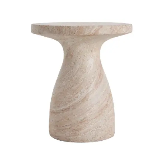Christopher Knight Home Genesis Outdoor Hourglass Shape Travertine Lightweight Concrete Side Table image {3}