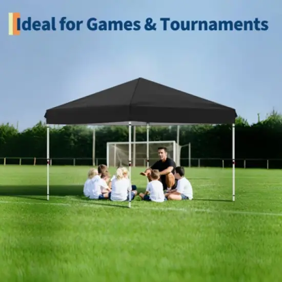 10x10 Pop Up Canopy with Removable 3 Sidewalls - Easy Up - 1 Roller Bag,3 Adjustable Height,4 Weight Bags for Deck,Garden,Sports,Beach,Party image {5}