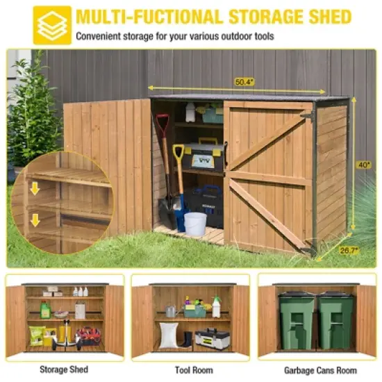 Aivituvin Garden Outdoor Storage Shed | Strong Metal Frame|Storage Cabinet for Trash Cans and Yard Tools 4.2 ft. x 2.3 ft.-AIR105 image {8}