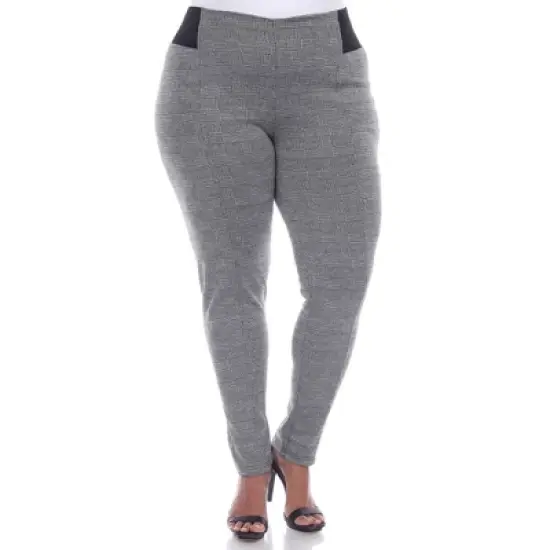 Women's Plus Size Jacquard Slim Pants - White Mark image {5}