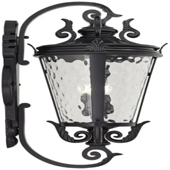 John Timberland Casa Marseille Vintage Rustic Outdoor Wall Light Fixture Textured Black 36" Clear Hammered Glass for Post Exterior Barn Deck House image {6}