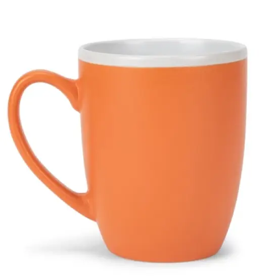 Elanze Designs Solid Color Orange White Interior 16 ounce Matte Ceramic Mugs Matching Set of 4 image {1}