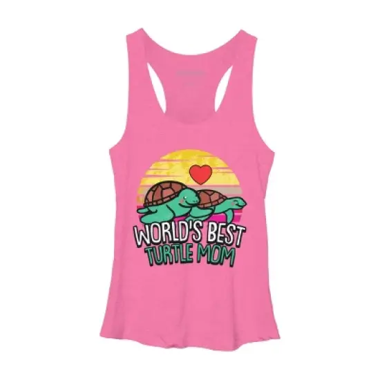 Women's Design By Humans World's Best Turtle Mom Retro Stripes By animalshop Racerback Tank Top image {3}