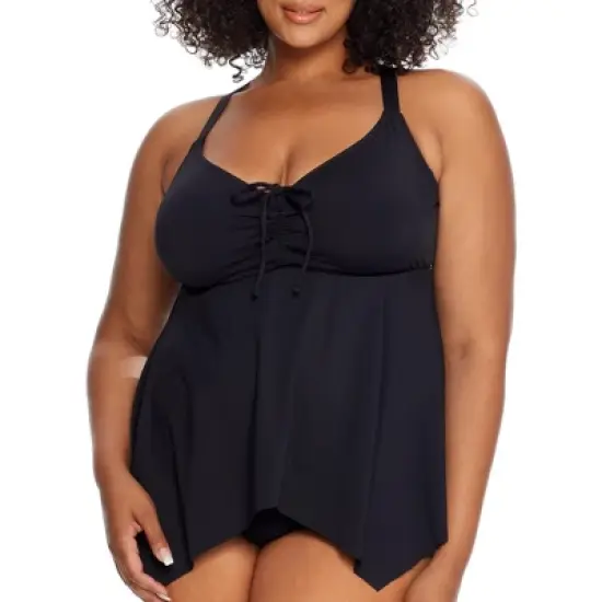 Birdsong Women's Plus Size Eco Onyx Sharkbite Underwire Tankini Top - S30157P-EOND image {2}