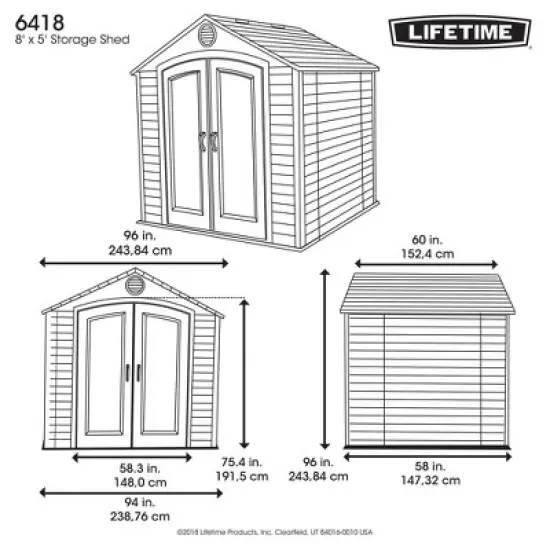 Lifetime 8 ft. x 5 ft. Outdoor Storage Shed (6418) image {5}