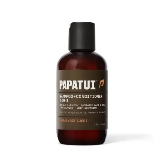 Papatui Men's Paraben-Free and Sulfate-Free 2-in-1 Shampoo + Conditioner - Sandalwood Suede - Trial and Travel Size - 3 fl oz image {1}