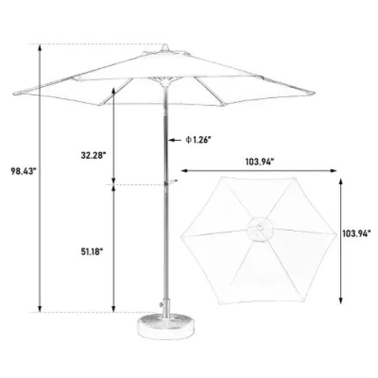 Akoasm 98.43 in. H Outdoor Patio Market Umbrella with Push Button Tilt and Crank For Deck, Backyard & Pool-Blue image {4}