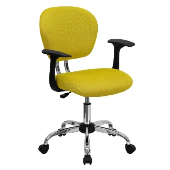 Emma and Oliver Mid-Back Mesh Padded Swivel Task Office Chair with Chrome Base and Arms image {7}