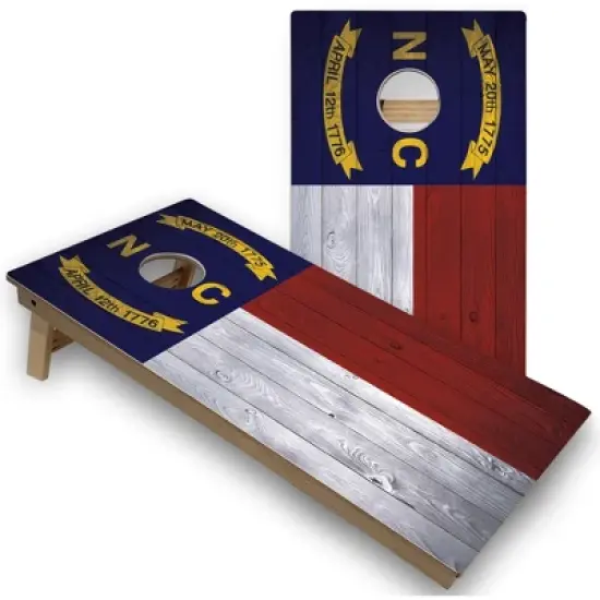 Skip's Garage North Carolina Flag Cornhole Board Set, Includes 2 Boards, 8 Bags image {5}