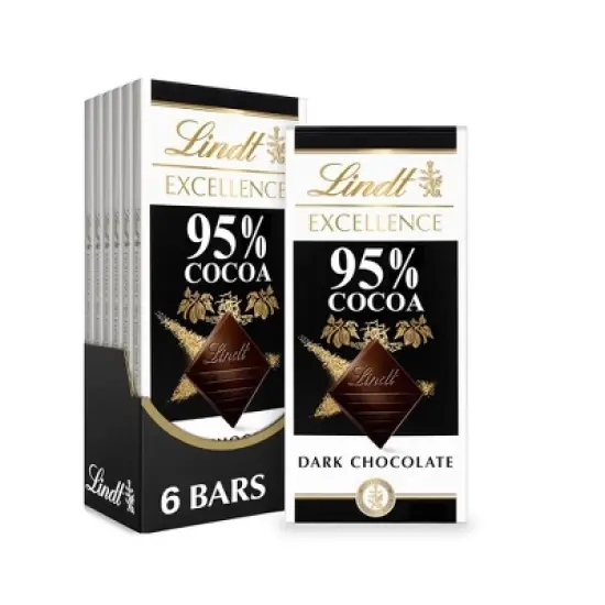 Lindt 4/6/12 Bars,  Excellence 95% Cocoa Dark Chocolate 2.8oz Full Size Candy Bar image {13}