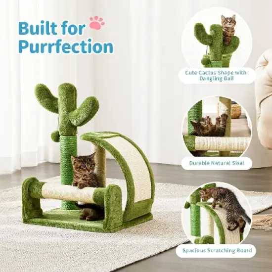 Cactus Scratcher Tree for Indoor Small Cats with Natural Sisal Ropes image {7}