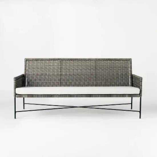 Wicker & Metal X Frame Patio Sofa - Gray - Threshold&trade; designed with Studio McGee image {3}
