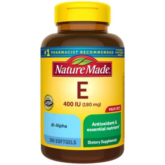 Nature Made Vitamin E 180 mg (400 IU) dl-Alpha, Dietary Supplement for Antioxidant Support, 300 Softgels, 300 Day Supply image {7}