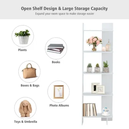 Costway 5-Tier Bookcase Storage Open Shelves Display Unit Room Divider image {6}